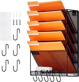 VEVOR File Wall Rack Mesh Wall File Holder 1-Piece 6 Pockets for Office/School