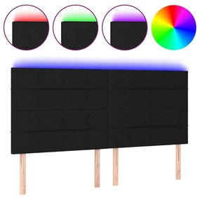Κεφαλάρι Κρεβατιού LED Μαύρο 200x5x118/128 εκ. Υφασμάτινο - Μαύρο