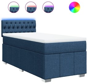 vidaXL Κρεβάτι Boxspring με Στρώμα Μπλε 100 x 200 εκ. Υφασμάτινο