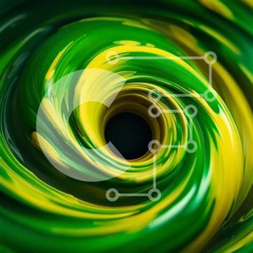 Intra Συλλεκτικό Ξύλινο Παζλ Plywood  4mm - Puzzle με Θέμα Abstract Art: Swirling Vortex of Green and Yellow Paint Σε Ξύλινο Κουτί - Διαστάσεις Puzzle: 10x10 cm – 25 κομμάτια
