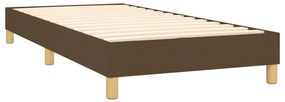 vidaXL Κρεβάτι Boxspring με Στρώμα Σκούρο Καφέ 90x200 εκ. Υφασμάτινο