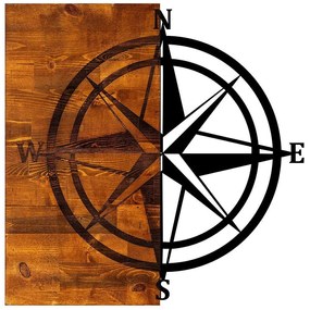 Διακοσμητικό Τοίχου Pusula 899SKL1278 58x58cm Walnut-Black Wallity Metal,Wood