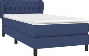 vidaXL Κρεβάτι Boxspring με Στρώμα Μπλε 90x200 εκ.Υφασμάτινο