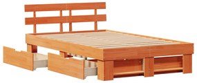 vidaXL Σκελετός Κρεβατιού Καφέ κεριού 120 x 200 cm Στερεό Ξύλο
