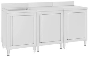 vidaXL Λάντζα Κλειστή με Ερμάριο 180 x 60 x 96 εκ. Ανοξείδωτο Ατσάλι