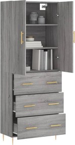 vidaXL Ντουλάπι Γκρι Sonoma 69,5 x 34 x 180 εκ. Επεξεργασμένο Ξύλο