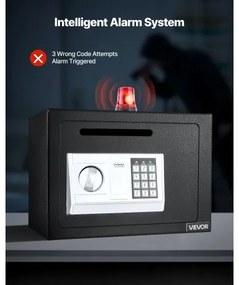 VEVOR 0.6 Cubic Feet Drop Safe, Drop Slot Safe Box with Password and Turn Knob, Heavy Duty Compact Cash Depository Box with a Front Lock Slot for Cash, Bank Slips, Jewelry, Documents, Bills, Black