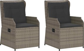 vidaXL Παγκάκι κήπου 2 pcs Γκρι συνθετικό ρατάν