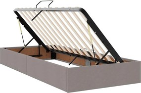vidaXL LED Κρεβάτι αποθήκευσης με στρώμα Taupe 100 x 200 cm Ύφασμα