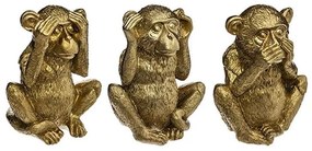 Διακοσμητικό Επιτραπέζιο Μαϊμούδες Widsom Σετ 3Τμχ 07.167596 17cm Gold Κεραμικό
