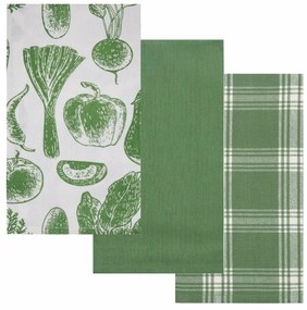 Πετσέτες Κουζίνας Fazzy 242 (Σετ 3τμχ) Green Kentia 40x60cm 100% Cotton