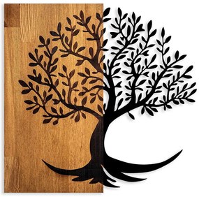 Διακοσμητικό Τοίχου Lime Tree 899SKL2454 58x58cm Walnut-Black Wallity Metal,Wood