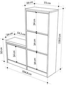 Παπουτσοθήκη Λευκό DUDE 105x26x118,5
