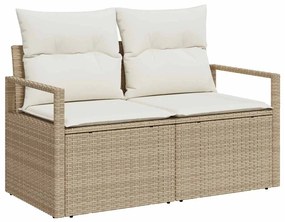 vidaXL Σετ Καναπέ Κήπου με μαξιλάρι 7 pcs Μπεζ Πολυ ράταν
