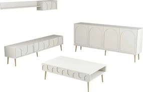 Stewehome Σαλόνι 3 τεμαχίων Κρέμα / Χρυσό 105x60x33.6 cm
