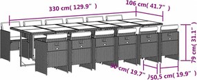 vidaXL Σετ Τραπεζαρίας Κήπου 13τεμ. Μαύρο από Συνθ. Ρατάν με Μαξιλάρια