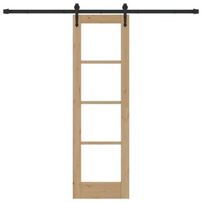 vidaXL Συρόμενη Πόρτα Καφέ 61 x 198.5 εκ. Ξύλο και μέταλλο