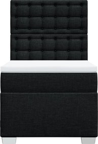 vidaXL Κρεβάτι Boxspring με Στρώμα Μαύρο 90x200 εκ. Υφασμάτινο