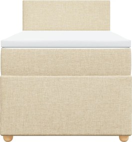 vidaXL Κρεβάτι Boxspring με Στρώμα Κρεμ 100 x 200 εκ. Υφασμάτινο