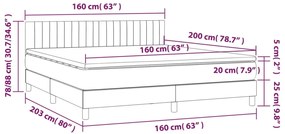 vidaXL Κρεβάτι Boxspring με Στρώμα Taupe 160x200 εκ. Υφασμάτινο