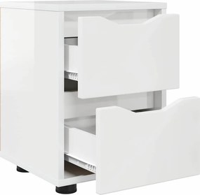 vidaXL Κομοδίνο Υψηλής γυαλάδας λευκό 30,5 x 30 x 43 εκ