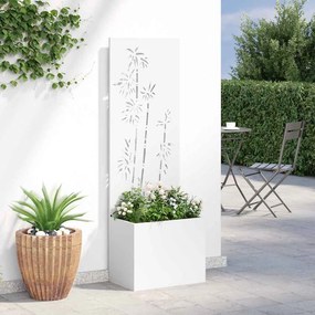 vidaXL Οθόνη Ιδιωτικότητας Κήπου Floral Λευκό 50 x 150 cm