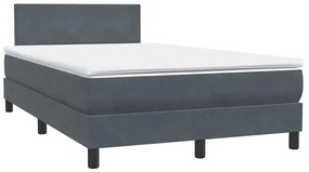 vidaXL Κρεβάτι Boxspring με Στρώμα Σκούρο Γκρι 120x210 εκ. Βελούδινο