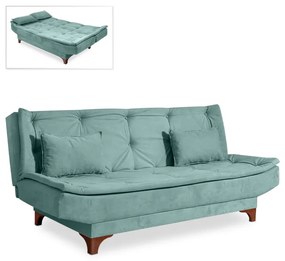 Καναπές - κρεβάτι Lucas Megapap τριθέσιος υφασμάτινος χρώμα sea green 190x85x85εκ.