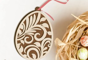 Σετ των 2 Intra απο ξύλο plywood Χρώμα wenge 3mm-4mm πάχος - κοπής με λέιζερ πολλαπλών στρώσεων Πασχαλινής Ετικέτας Δίασταση 3x4 cm INTRAFABR-120767966