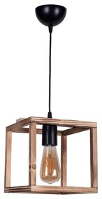 Single light ceiling lamp Nion brown-black wood metal 21x21x70cm 21x21x70 εκ.