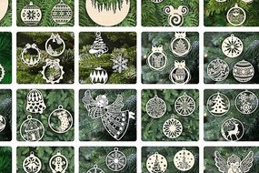 Σετ των 3 Intra απο ξύλο plywood 3mm-4mm πάχος 140 τμχ Χριστουγεννιάτικο Στολίδι Δέντρο Δίασταση 3x3 cm INTRAFABR-35441407