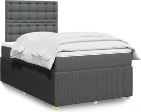 vidaXL Κρεβάτι Boxspring με Στρώμα Σκούρο Γκρι 120x200 εκ. Υφασμάτινο