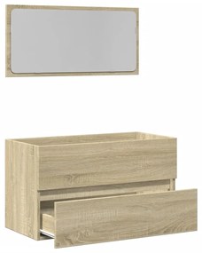 Ντουλάπι Μπάνιου με Καθρέφτη Sonoma δρυς 80x38,5x45 εκ. - Καφέ