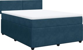 vidaXL Κρεβάτι Boxspring με Στρώμα Μπλε 140x190 εκ. Βελούδινο