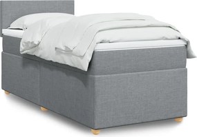 vidaXL Κρεβάτι Boxspring με Στρώμα Ανοιχτό Γκρι 100x200 εκ. Υφασμάτινο