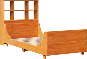 vidaXL Κρεβάτι Βιβλιοθήκη Χωρίς Στρώμα Καφέ 100x200 εκ Μασίφ Πεύκο