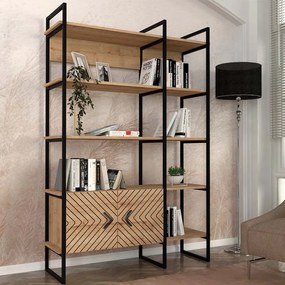 Βιβλιοθήκη Eduardo Megapap μεταλλική - μελαμίνης χρώμα sapphire oak 120x39x180εκ.-GP042-0099,2