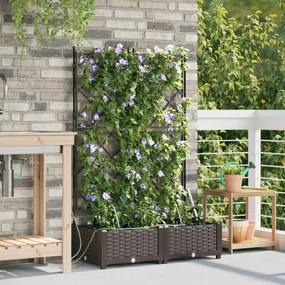 vidaXL Γλάστρες Κήπου 1 τεμ Καφασωτό Καφέ 80 x 40 x 126 cm Πλαστικό