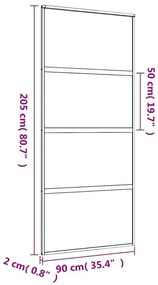 Συρόμενη Πόρτα Χρυσή 90x205 εκ. Αμμοβολή ESG Γυαλί/Αλουμίνιο - Χρυσό