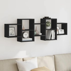 vidaXL Ραφιέρα Τοίχου Μαύρο 129x18x42 εκ. από Επεξεργασμένο Ξύλο