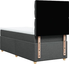 vidaXL Κρεβάτι Boxspring με Στρώμα Σκούρο Γκρι 90x200 εκ. Υφασμάτινο