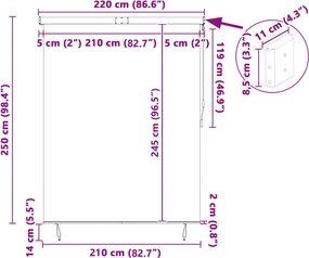 vidaXL Ρόλερ (στόρι) Κρεμ 220 x 250 cm Ύφασμα και Αλουμίνιο
