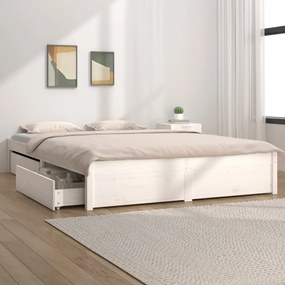 Πλαίσιο Κρεβατιού με Συρτάρια Λευκό 160 x 200 εκ. - Λευκό