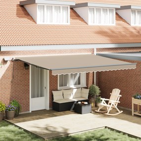 vidaXL Χειροκίνητη Ανασυρόμενη Τέντα με LED Μπεζ 450x300 εκ.