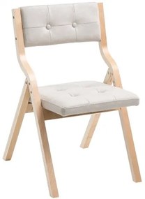VEVOR Wooden Folding Chairs with Padded Cushion and Wooden Frame Beige Set of 4