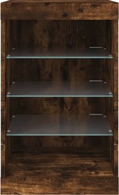 vidaXL Μπουφές με LED Καπνιστή Δρυς 41 x 37 x 67 εκ.