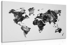 Εικόνα του παγκόσμιου χάρτη σε διανυσματική σχεδίαση γραφικών σε ασπρόμαυρο - 60x40