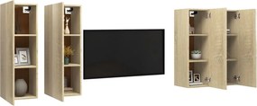 vidaXL Έπιπλα Τηλεόρασης 4 τεμ. Sonoma Δρυς 30,5x30x90 εκ. Επεξ. Ξύλο