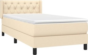 vidaXL Κρεβάτι Boxspring με Στρώμα Κρεμ 80 x 200 εκ. Υφασμάτινο