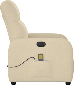 vidaXL Πολυθρόνα Μασάζ Ανακλινόμενη Ηλεκτρική Κρεμ Υφασμάτινη